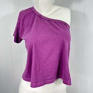 NWT We The Free People Size S Purple One Shoulder Crop Top 100% Cotton Casual
